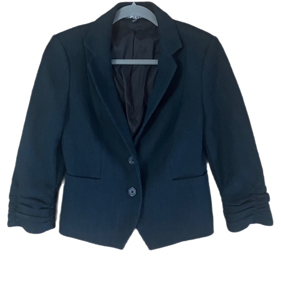 Vintage Express Conservative Ruched Sleeves Lined Business Minimalist Jacket - Picture 1 of 5